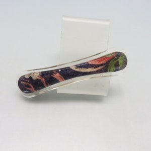 Vintage Brown Watercolor Design Plastic Hair Barrette, 3 1/2 inches