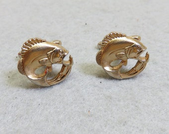 Jumping Trout Cuff Links Set, Vintage