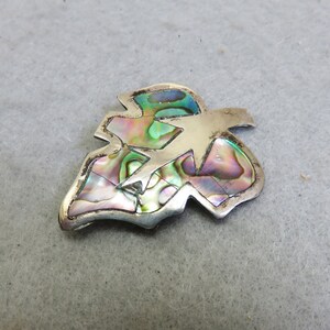 1970s Mexican Sterling Silver Signed Abalone Shell Brooch or Pendant