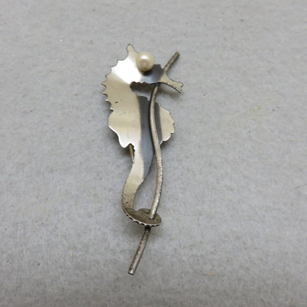 Vintage Sterling Silver Sea Horse Brooch or Pin, BeauCraft Sterling