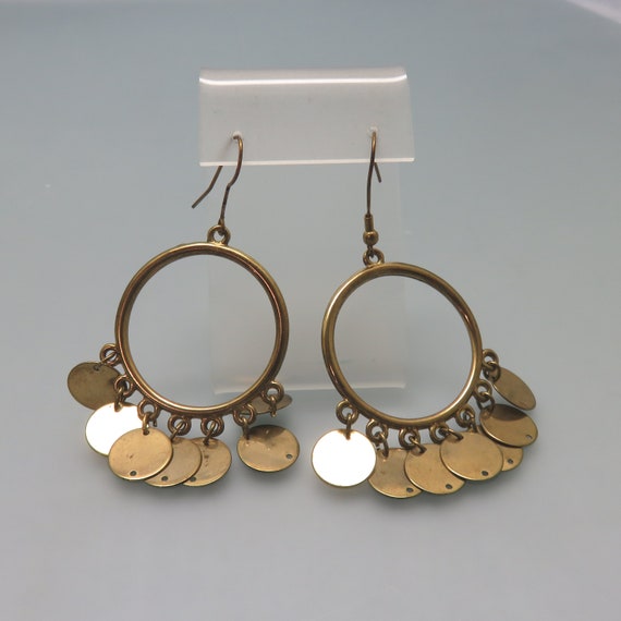 Fabulous Golden Gypsy Hoops with Dangles Pierced E