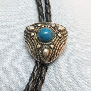 Vintage Southwestern Style Faux Turquoise Bolo Tie, Handmade Rockin JK Designs