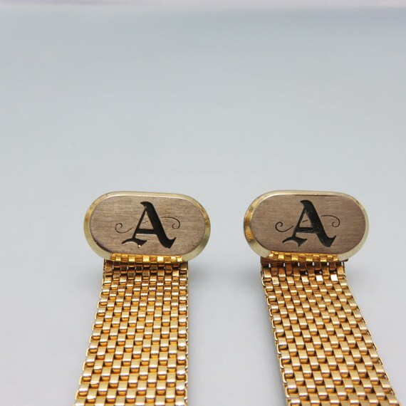 Initial A Wrap Around Cuff Links, Silver and Gold - image 2