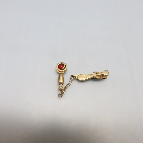 Vintage Golden Swirl and Cranberry Bead Tie Clasp… - image 3