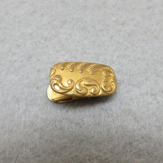 Antique Victorian Gilt Metal Tie Clip: Ornate Design