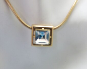 Fiery White Emerald Cut Rhinestone Necklace