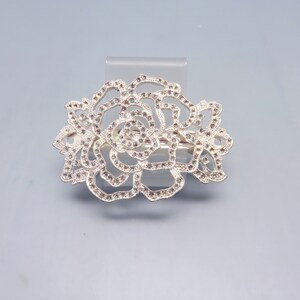 Vintage Rose Design  Rhinestone Hair Barrette, 3.50 Inches