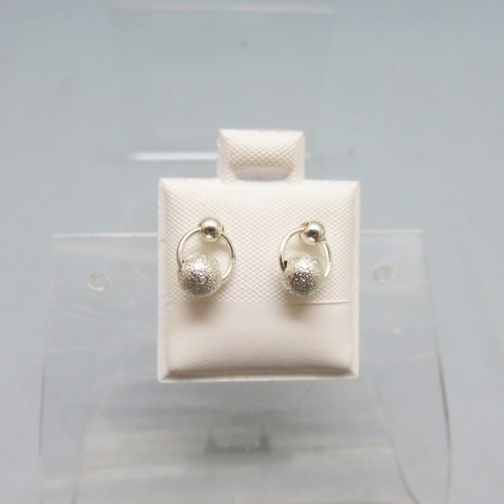 Teeny Tiny Sterling Hoop and Ball Earrings, Vintage