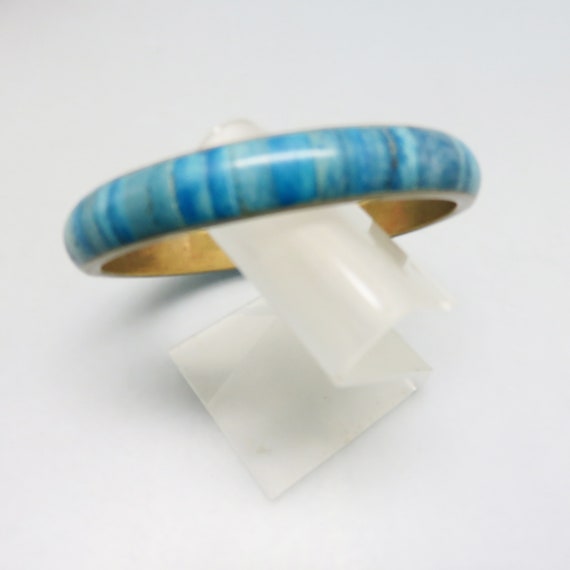 1970s Blue Dyed Cow Bone Bangle Bracelet* - image 2