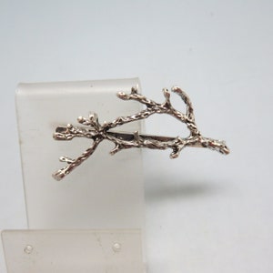Silver Tree Branch Bobby or Hair Pin, Vintage 1970s Hair  display picture 1