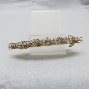 Vintage White Rhinestone Hair Barrette, 3 1/8 Inches Long