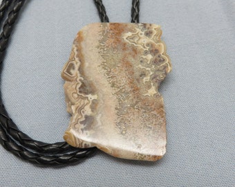 Brown Crazy Lace Agate Bolo Slide, Handmade Big and Bold Pattern