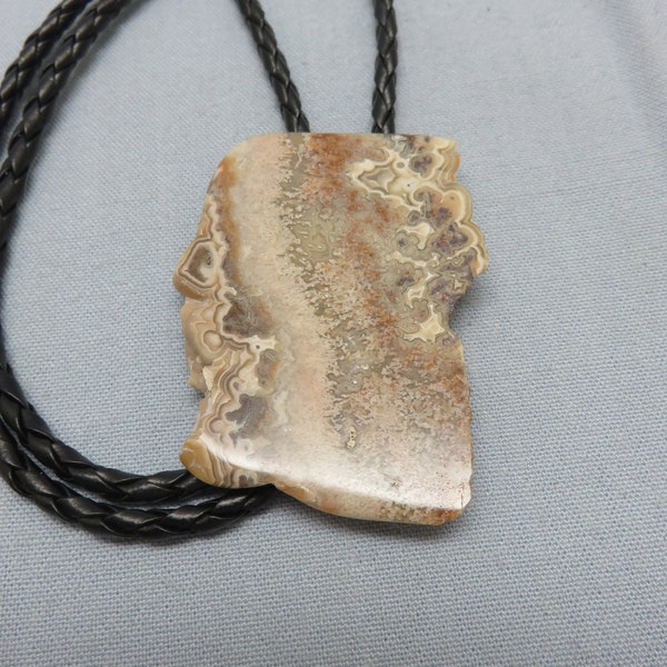 Brown Crazy Lace Agate Bolo Slide, Handmade Big and Bold Pattern