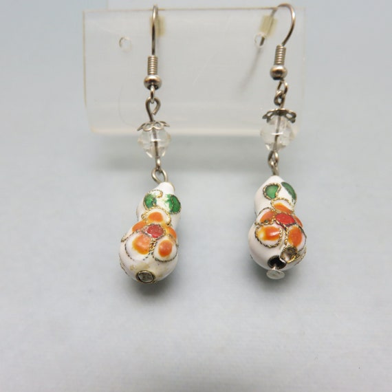 Vintage 1980s Cloisonne' Bead Pierced Earrings,  … - image 2