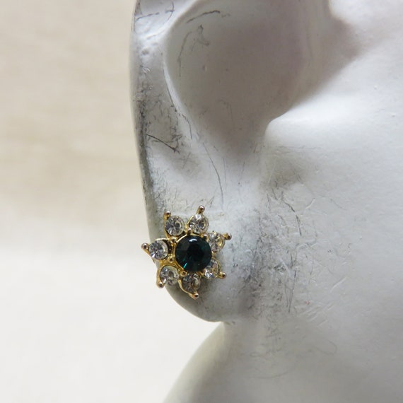 Lovely Clear and Green Cubic Zirconia Pierced Ear… - image 3