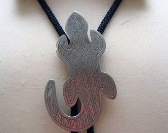 JJ Lizard Gecko Bolo Tie, Vintage Southwestern Bolo,