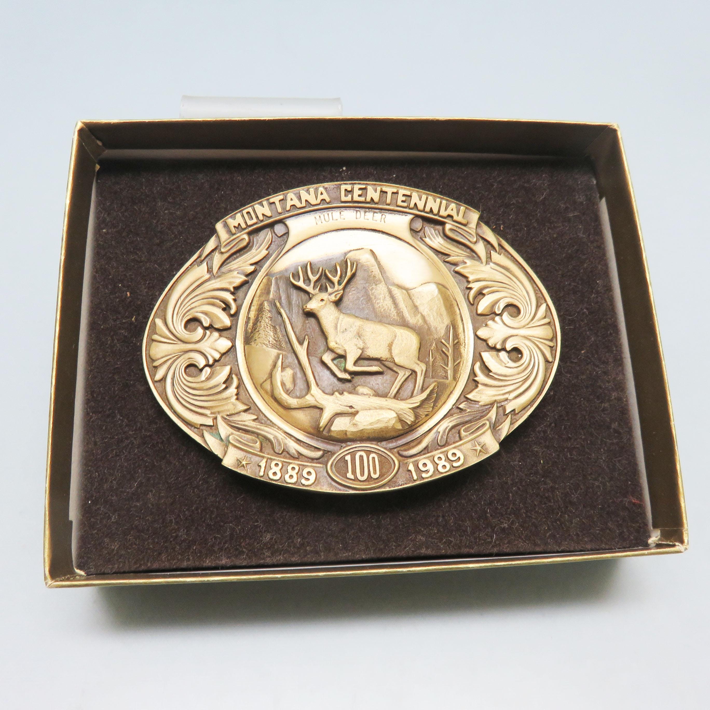 Cast Bronze Montana Centennial Belt Buckle, Mule Deer, 1989 - Etsy