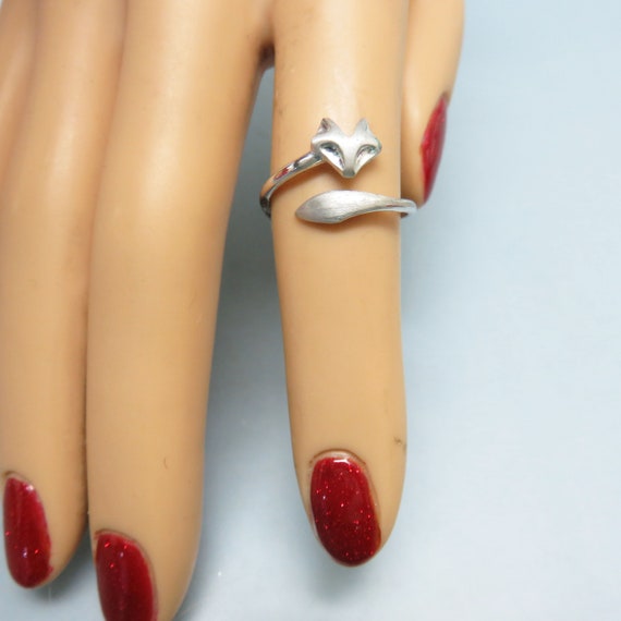 Wrap Around Fox Ring, Silverplated Metal, Size 5 … - image 5