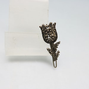 Vintage Faux Marcasite Tulip Hair Barrette