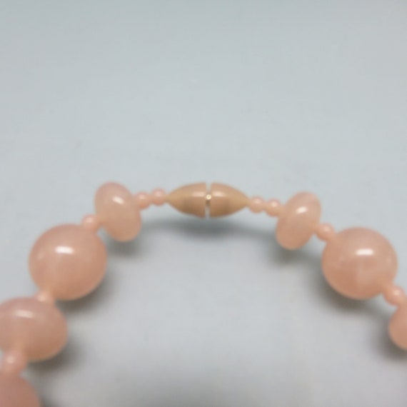 Rose Quartz Colored Plastic Bead Necklace, Orient… - image 3