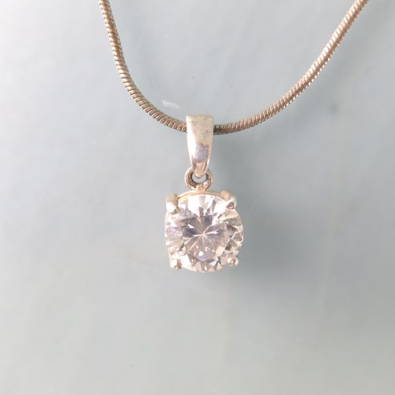 Fiery White 2 CT Cubic Zirconia Necklace, Sterlin… - image 1