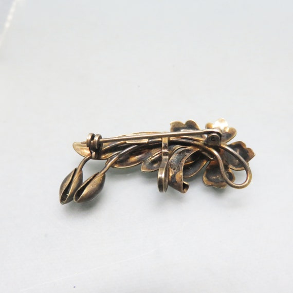 A & Z Floral Watch Pin, Vintage, Gold Filled Meta… - image 4