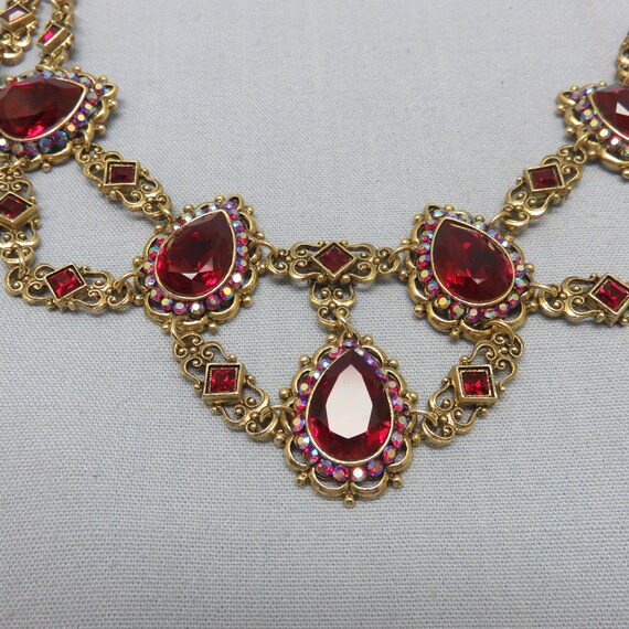 Incredible Red Rhinestone Renaissance Look Vintag… - image 5