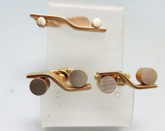 1970s Hickok Cufflinks and Tie Clip Set: Gold & Silver Tone - Etsy