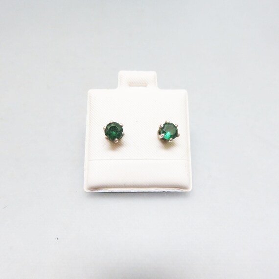 Sterling Silver, Green Spinel, Tiny Stud Style Pi… - image 3