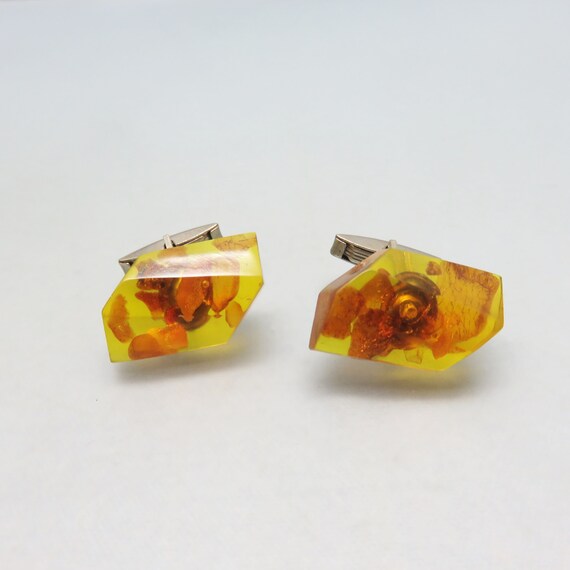 Gorgeous Real Amber Vintage Cuff Links - image 1