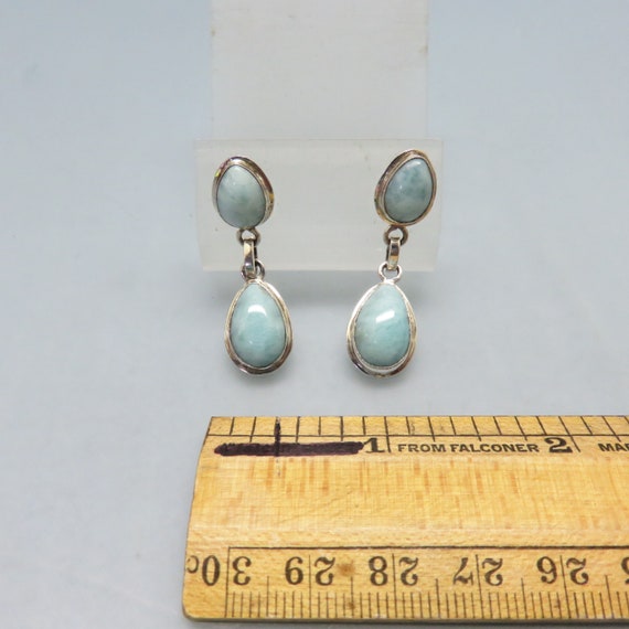 Four Stone Blue Larimar Sterling Pierced Earrings… - image 3