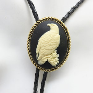 Eagle Cameo Bolo Tie: Handmade Resin Western Jewelry