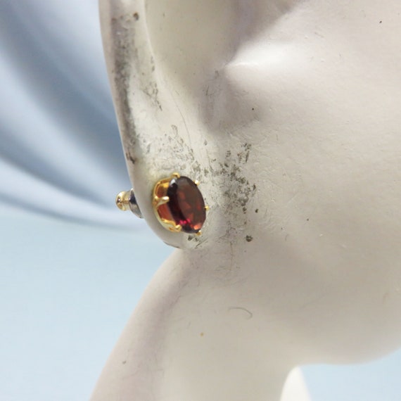 Garnet Pendant Necklace Earring Set , 10K Gold Pl… - image 4