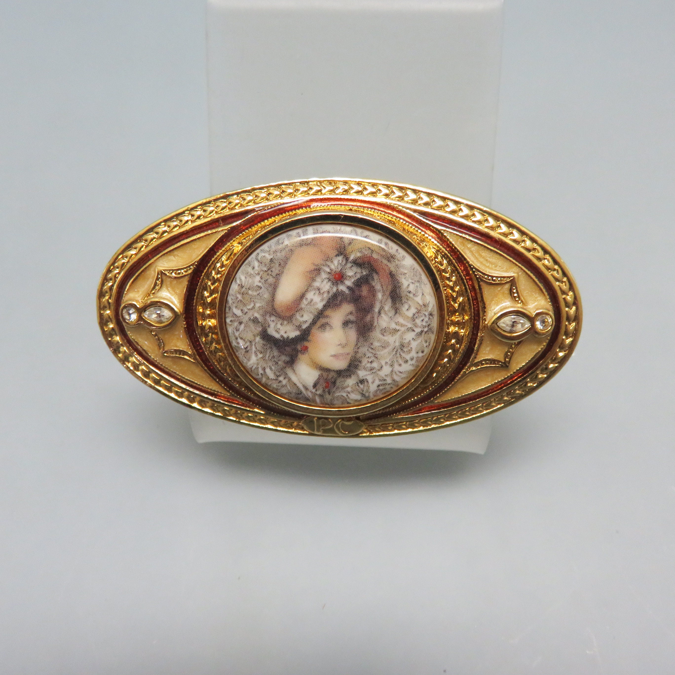 エドワード朝の複製肖像画ブローチ、エナメルとラインストーン - Etsy 日本