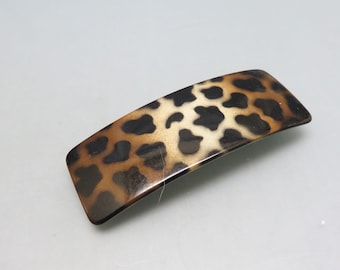 Cool  Leopard Pattern Hair Barrette, Vintage Plastic Barrette