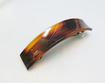 U Shaped Tortoise Shell Plastic Hair Barrette, Vintage Brown Barrette