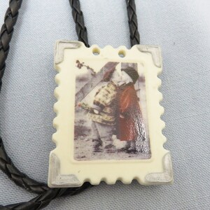 Vintage Porcelain, Sealed with a Kiss Picture Bolo Tie, Handmade