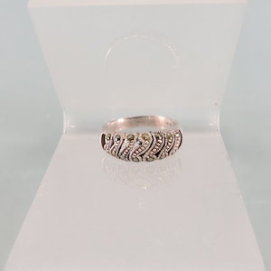 Art Deco Style Marcasite Sterling Ring, Size 7.0, 1970s Sterling Silver Ring