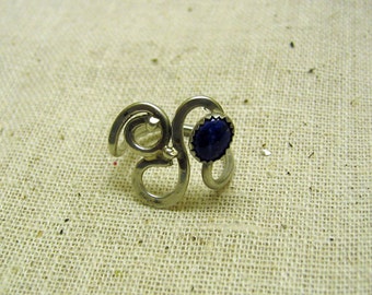 Vintage Sterling and Lapis Free Form Ring  Size 5.5