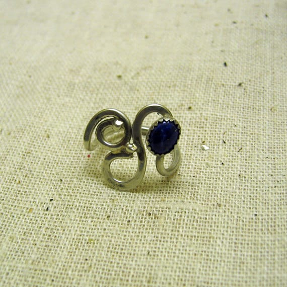 Vintage Sterling and Lapis Free Form Ring  Size 5… - image 1