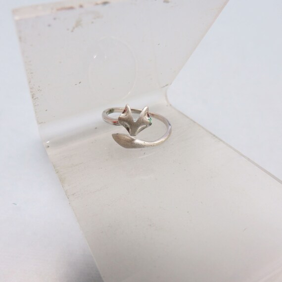 Wrap Around Fox Ring, Silverplated Metal, Size 5 … - image 2
