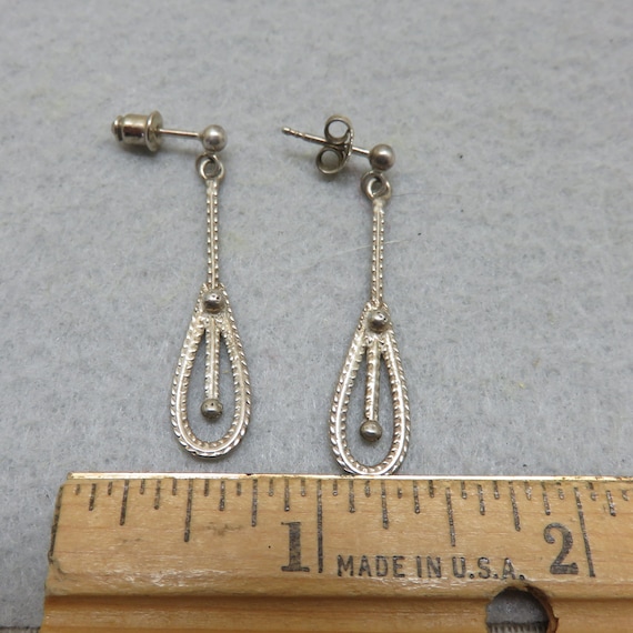 Sterling Silver Victorian Style Drop Earrings, Vi… - image 2