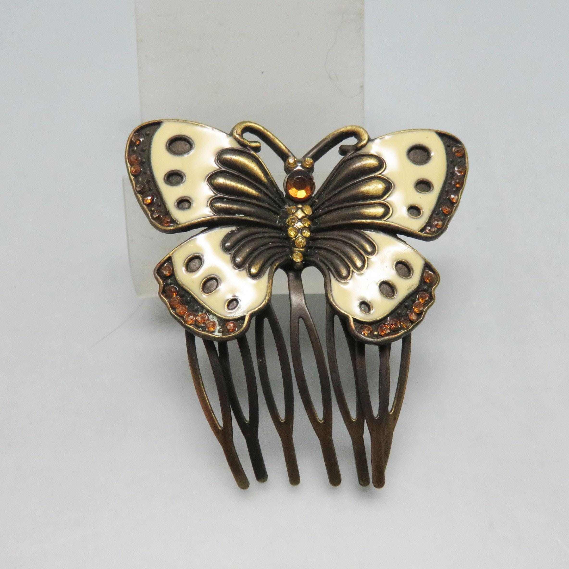 Vintage Butterfly Hair Comb Small Flamenco Butterfly Hair Comb in Silver – Elegant  main image 4