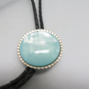 Pale Aqua Acrylic Jewel Bolo Tie, Handmade