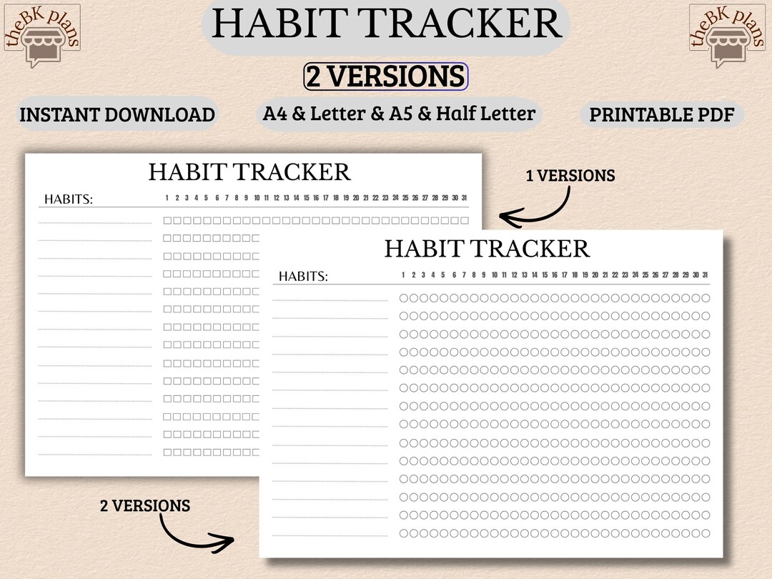 Minimalist Monthly Habit Tracker Printable PDF | ADHD Routine Goal ...