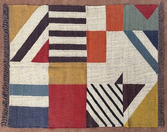Living Room Carpet - Abstract Design,  Wool Jute, Custom Sizes Rugs
