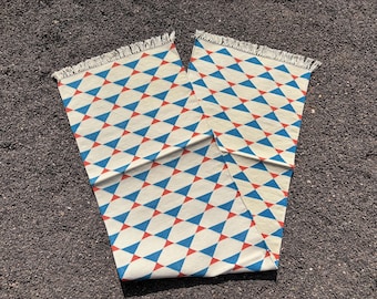 Chemin de table en coton tissé à la main, géométrique bleu, 18 x 72 pouces