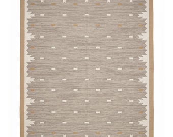 Handwoven Cotton Flatweave Rug, Reversible Boho Farmhouse Carpet
