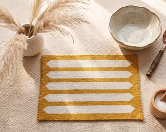 Handwoven Cotton Placemats Set, Reversible Boho Farmhouse Table Decor