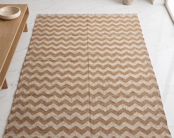 Kilim Rug, Handwoven, Wool and Jute Rug Handmade, Kilim Dhurrie Rug, Traditional Indian jute Area rug